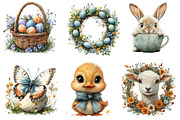 Watercolor Cute Easter Clipart PNG, an Illustration by SinaCreation (Thumbnail 3 of 5)