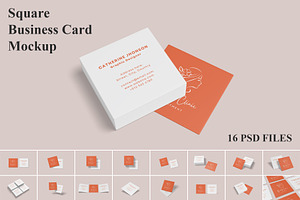 Square Business Card Mockup Bundles