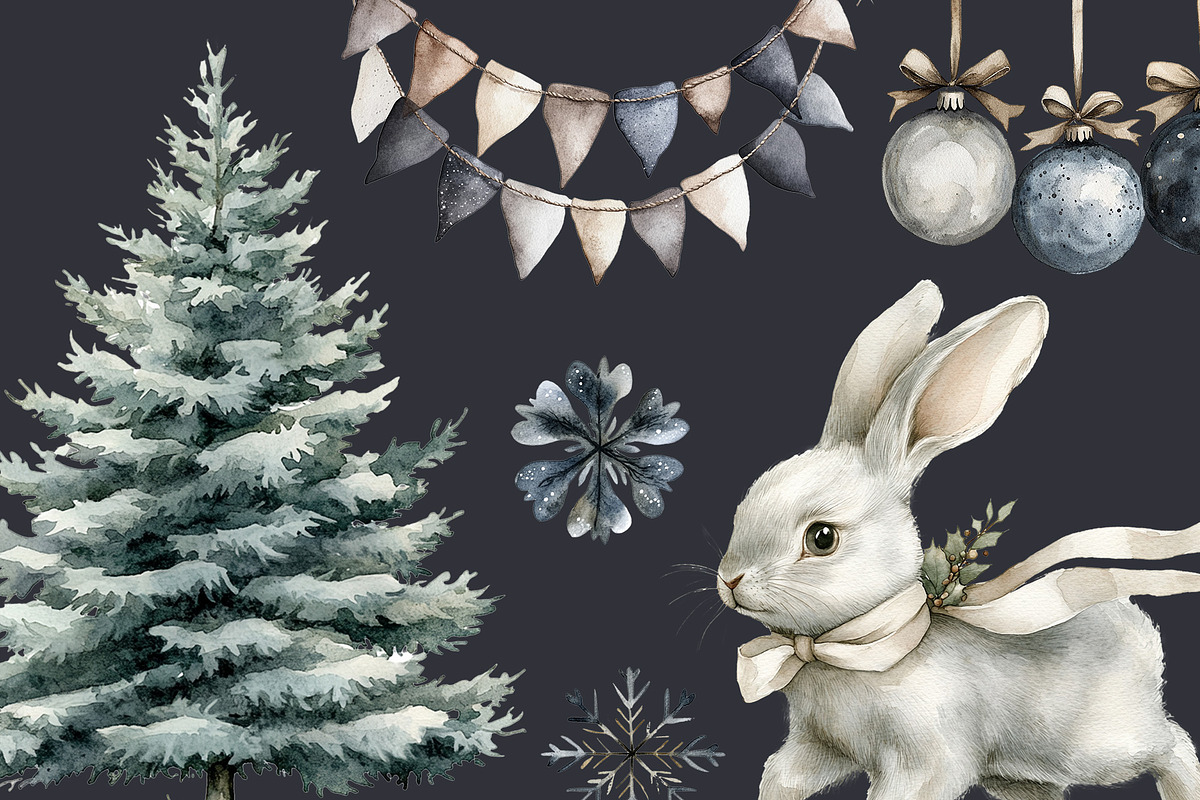 Grey Christmas Clipart 79 PNG, a Seasonal Illustration by EleSArtDesign (Photo 5 of 5)