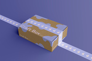 3d Delivery Box With Tape Mockup