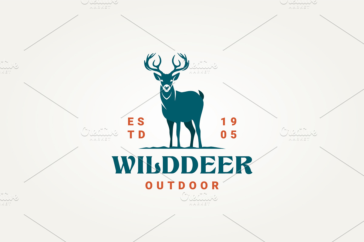 silhouette wild deer icon logo, a Branding & Logo Template by Blazybone