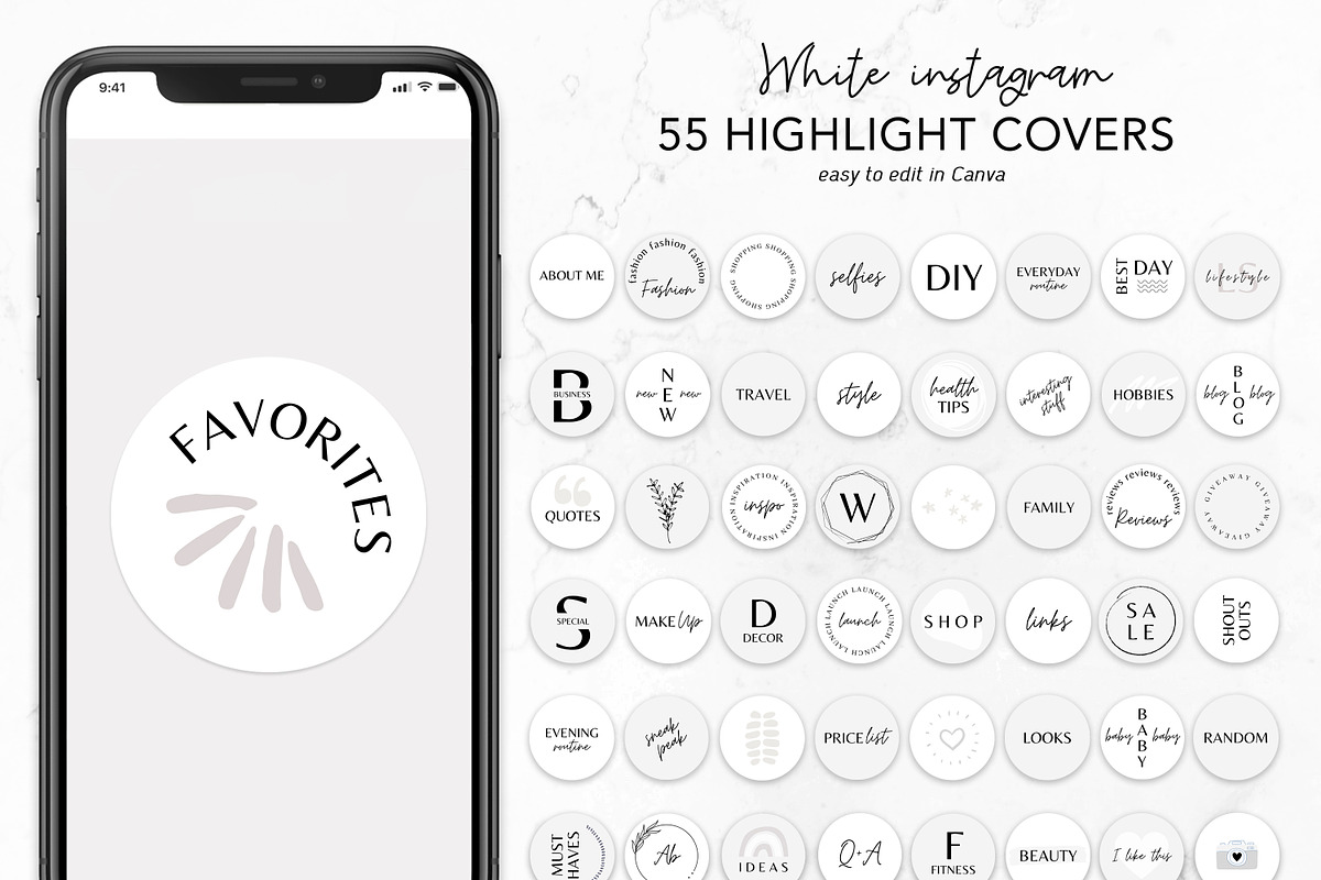 Instagram highlight covers in White, a Social Media Template by SwitzerShop (Photo 2 of 3)