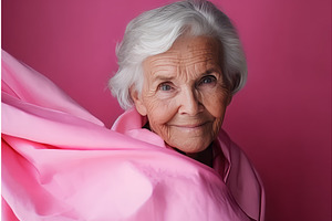 Old Woman Pink Senior. Generate Ai