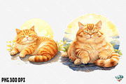 Summer Fat Cat Watercolor, an Illustration by Gemstone (Thumbnail 3 of 12)