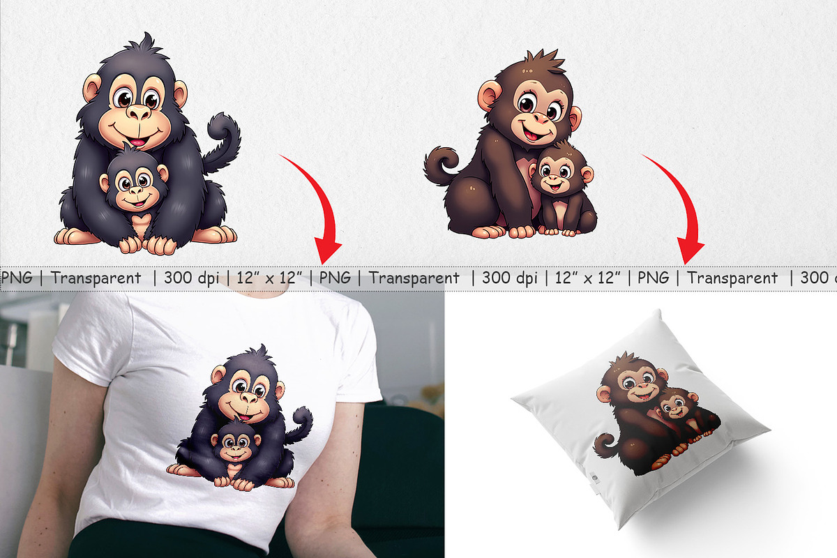 Gorilla Mother's Day Clipart, a Graphic by Artnoy (Photo 3 of 5)