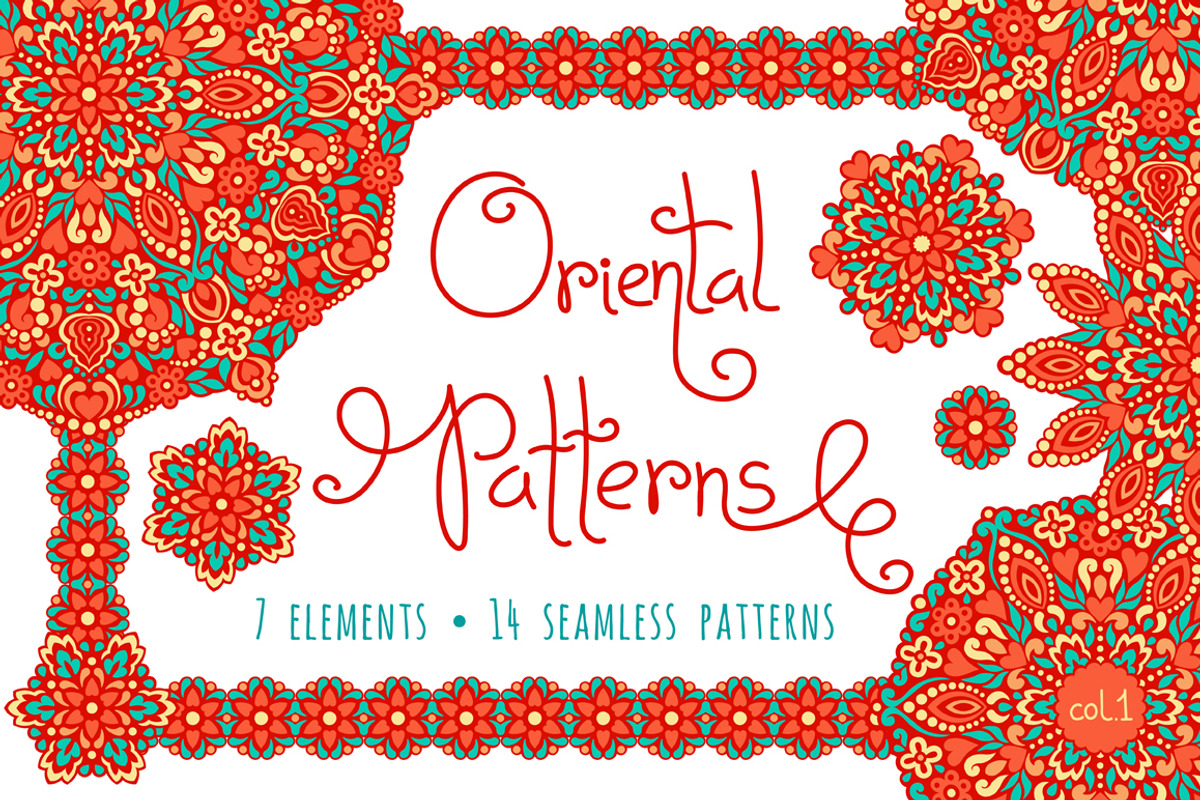 Oriental Patterns - Color Palette 1, a Pattern Graphic by Baksiabat (Photo 1 of 4)