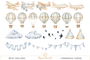 Watercolor Air Transport Clipart, an Illustration by MockupWizard (Thumbnail 2 of 5)
