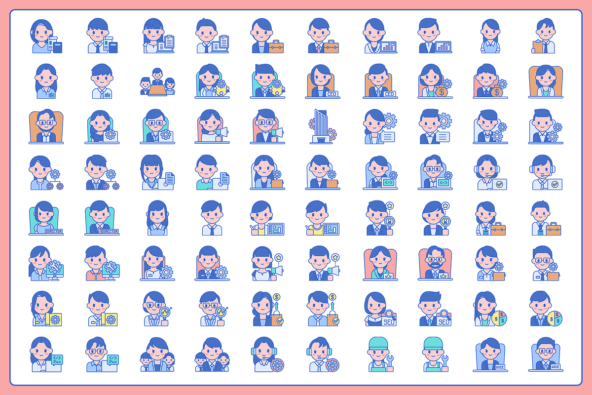 80 Business Positions Icons, a Solid Icon by Flat Icons (Photo 2 of 7)