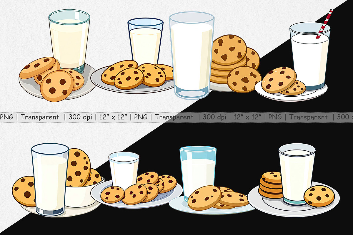 Milk and Cookie Clipart, a Graphic by Artnoy (Photo 2 of 5)