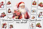 Watercolor Christmas Vintage Clipart, an Illustration by Moon Studio (Thumbnail 1 of 12)