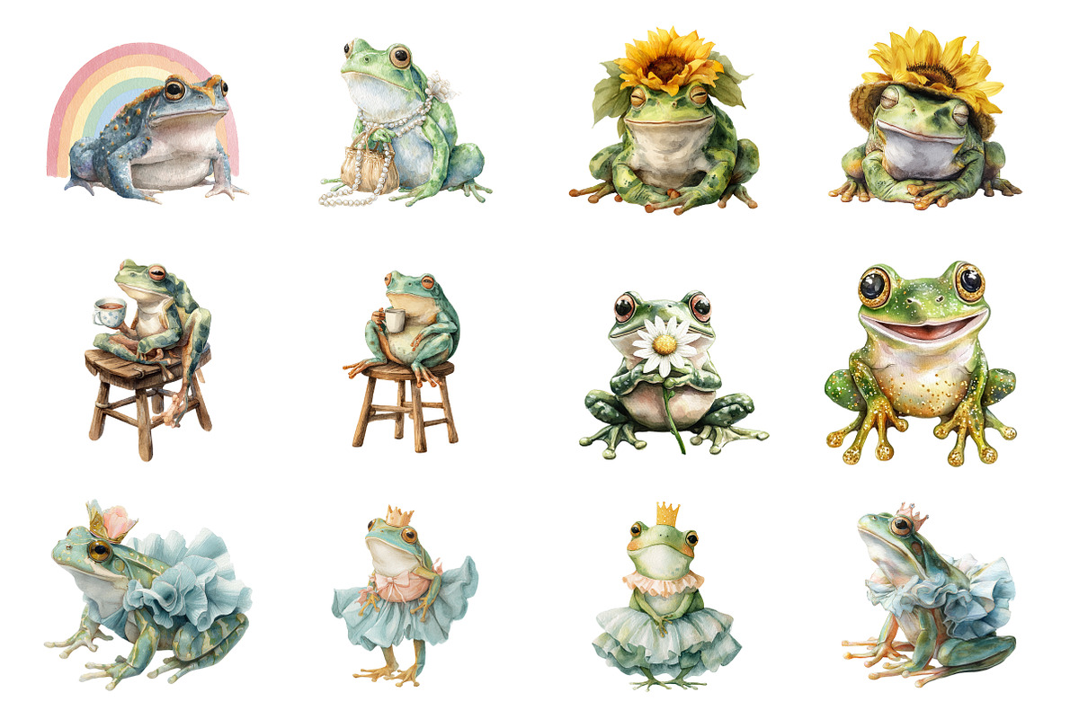 Cute Frog Clipart, an Illustration by Design Market (Photo 2 of 3)