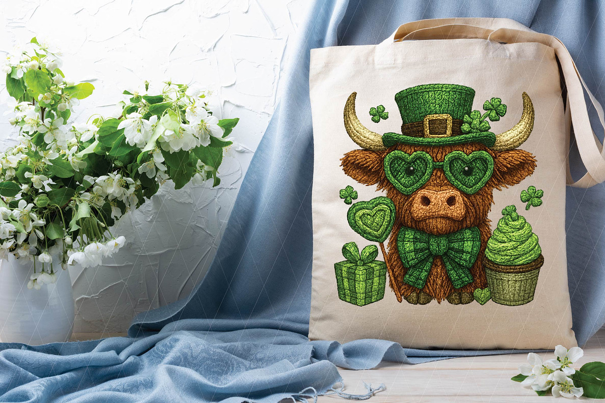 St. Patricks Day Highland Cow Png, an Illustration by DreamPrint404 (Photo 2 of 6)