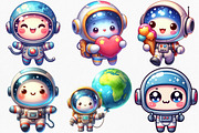 Kawaii Astronaut Clipart Bundle, an Illustration by Canvas Craft (Thumbnail 3 of 7)