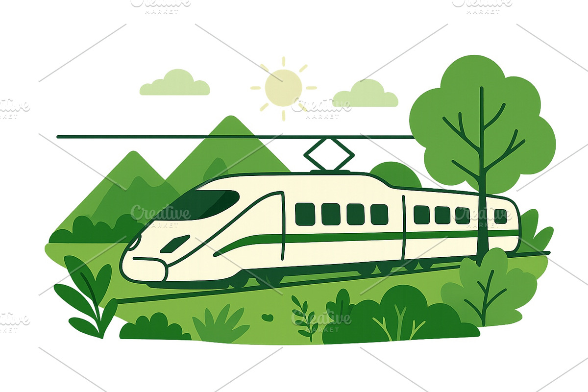 High-speed train travels through, a Transportation Illustration by ZinetroN