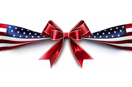 Patriotic American Flag Ribbon Bow -, an Illustration by tilialucida