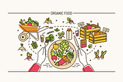 Organic food banner, pattern, a Food Illustration by Good Studio (Thumbnail 2 of 10)