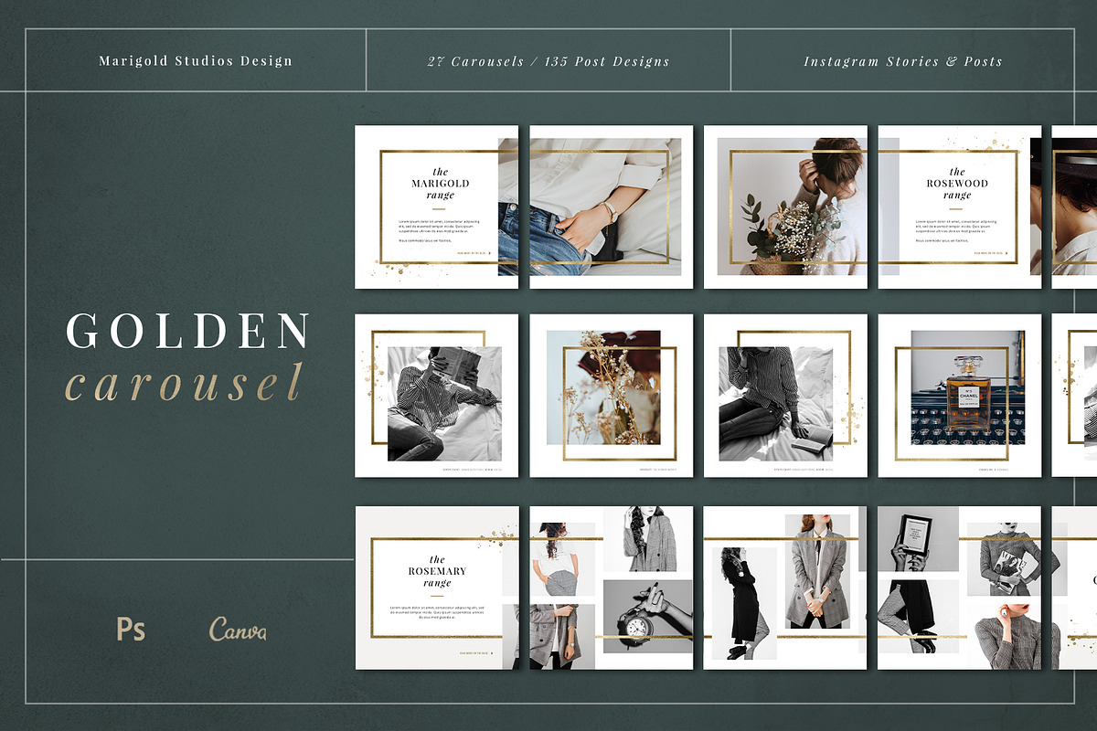 GOLDEN Instagram Carousel, a Social Media Template by Marigold Studios (Photo 1 of 9)