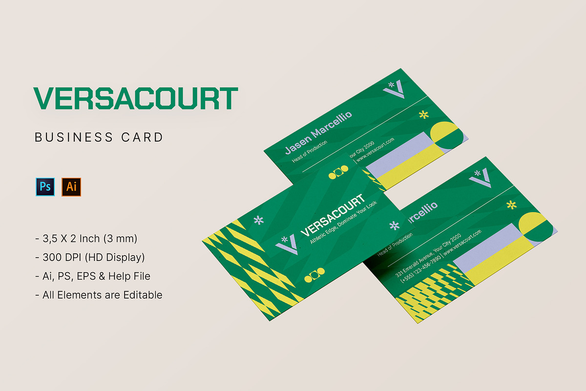 Versacourt - Business Card, a Business Card Template by StreaksideStd (Photo 1 of 3)