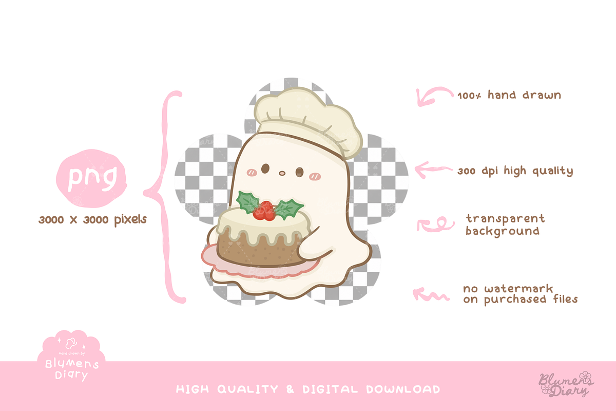 Merry Ghostmas Christmas Clipart, a Seasonal Illustration by Blumensdiary (Photo 3 of 6)