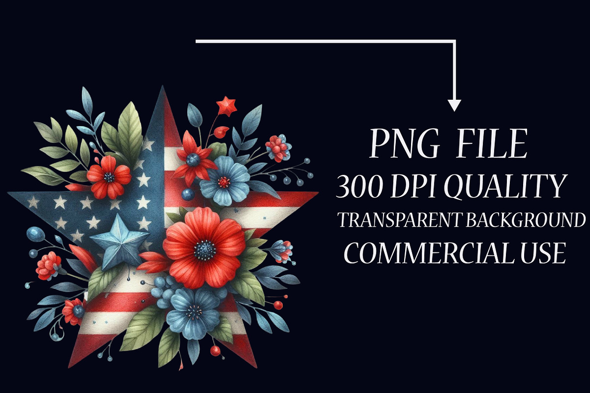 Watercolor Patriotic Floral Clipart, an Illustration by Libby Wishes (Photo 6 of 12)