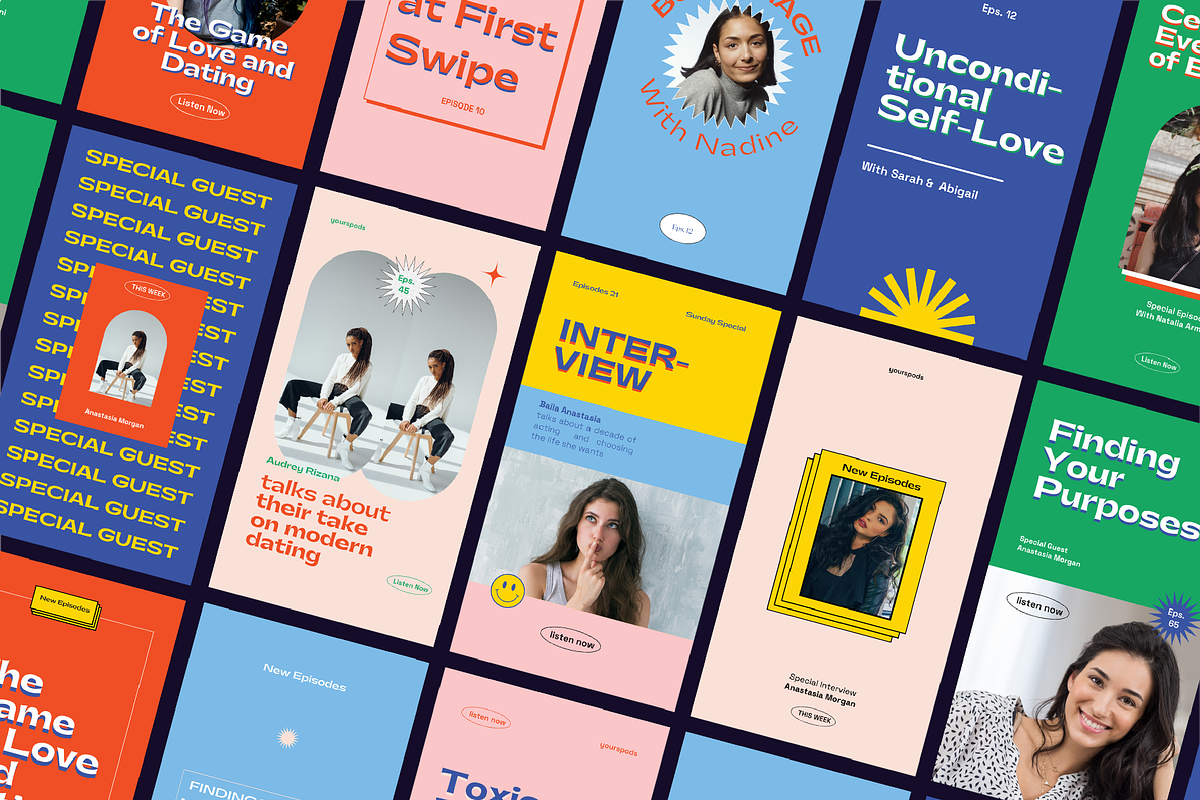 Retro Podcast Instagram Templates, a Social Media Template by Nurrehmet Studio (Photo 4 of 12)