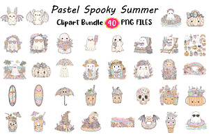 Pastel Spooky Summer Clipart, an Illustration by Digital Artistic99