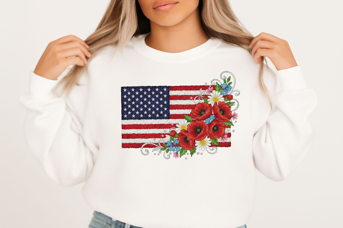 Faux Yarn American Flag Flower Png, an Illustration by Designking (Photo 2 of 6)