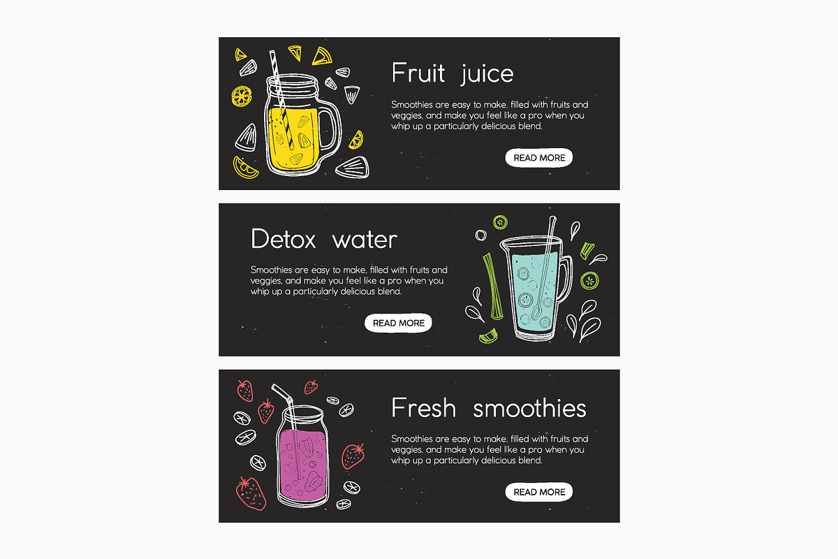 Smoothie drinks set + backgrounds, a Food Illustration by Good Studio (Photo 10 of 25)