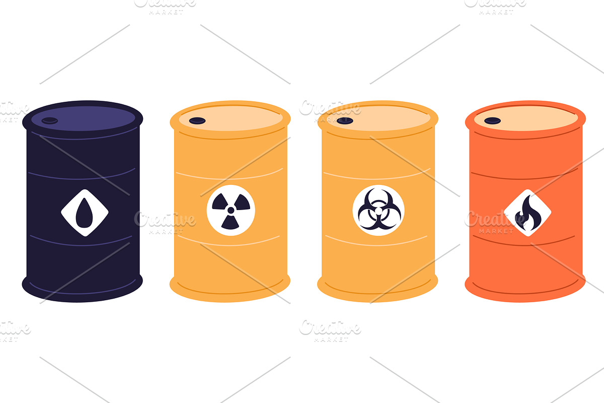 Metal barrels containing oil, an Illustration by Vectorbuum