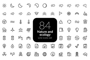 Nature & Ecology line icons set