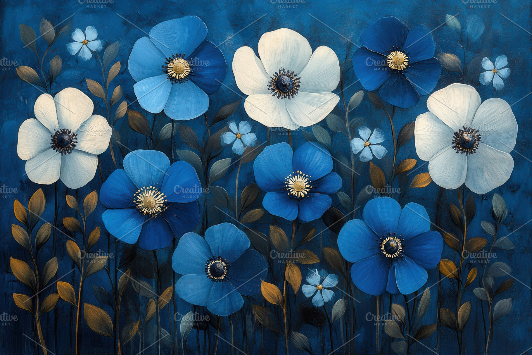 Beautiful blue and white flowers blo, a Photo by Tanuart