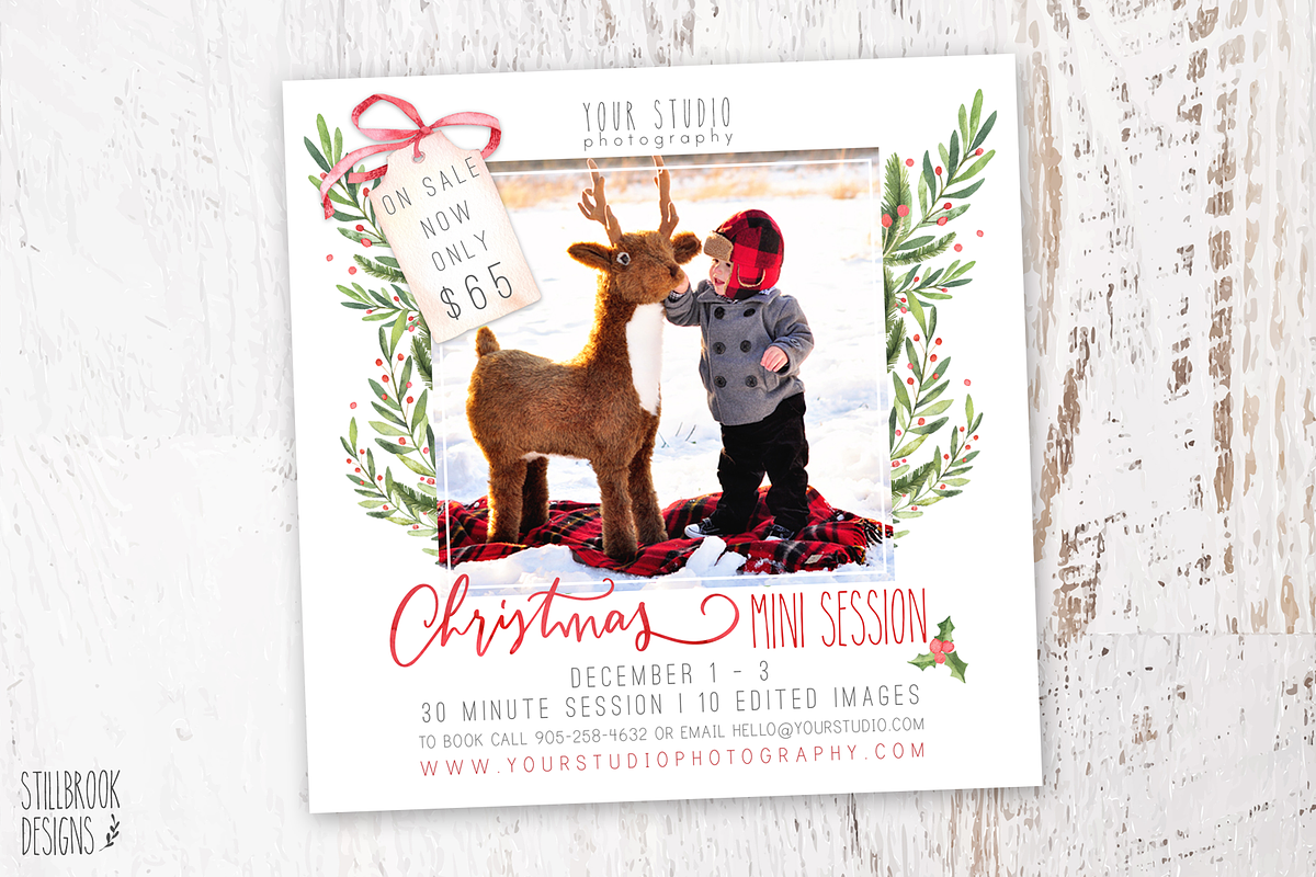 Christmas Mini Session Template, a Flyer Template by Stillbrook Designs