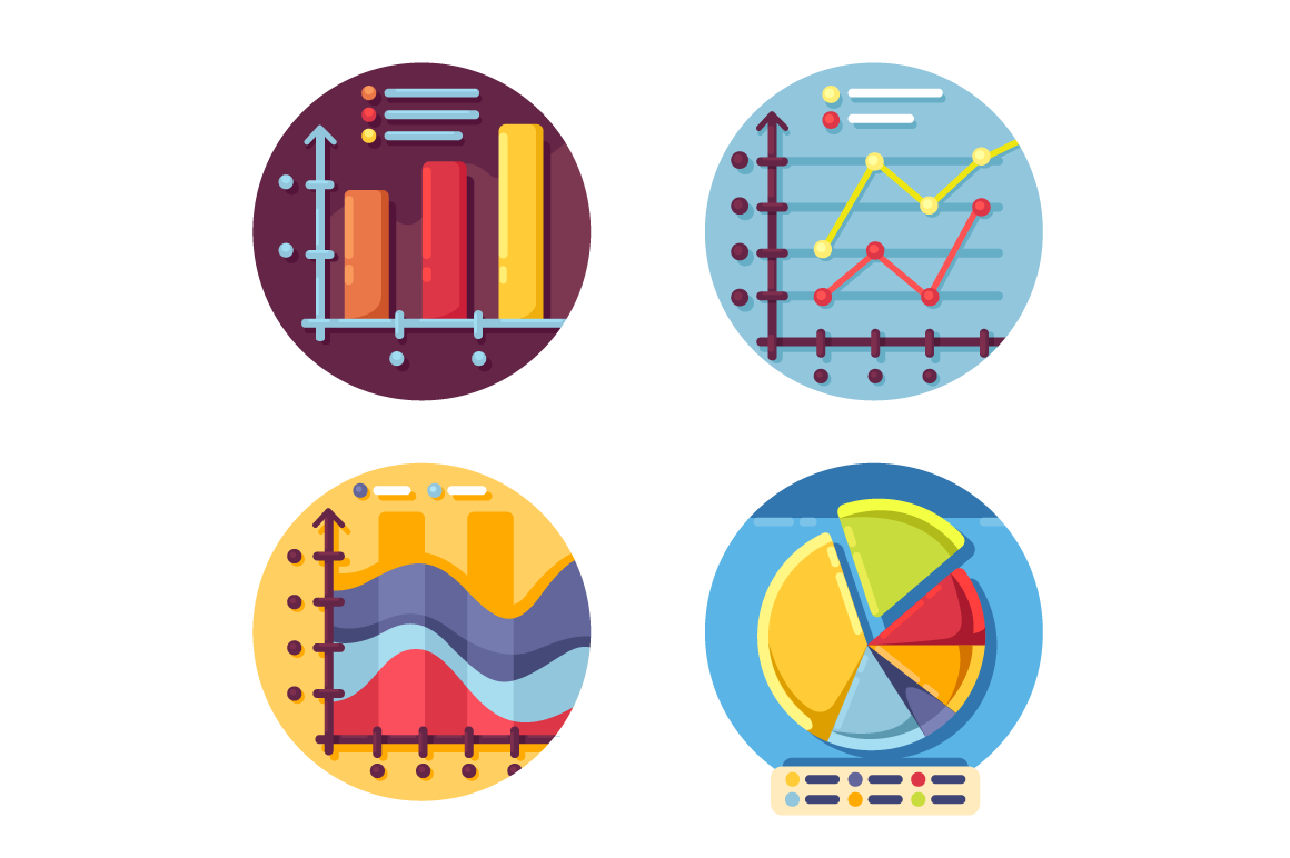 Graphs and diagrams icons set, an Icon by Kit8.net