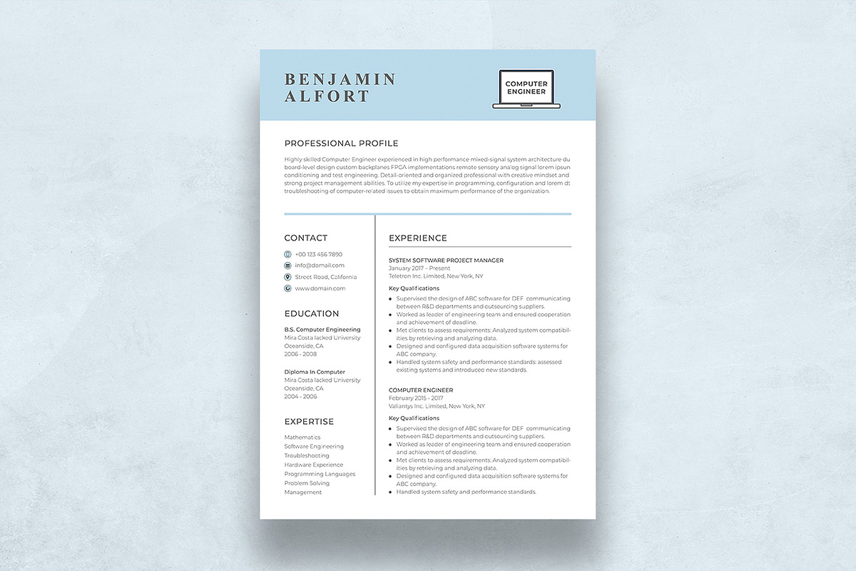 Engineer Resume, a Resume Template by DesignDevisers (Photo 3 of 11)