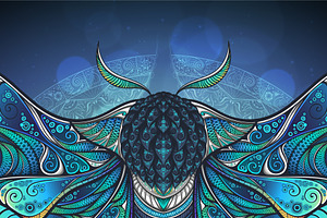 Mystic Moth Vector Illustration.