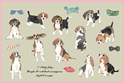 Beagle Clipart Digital Paper, an Animal Illustration by VianneArt (Thumbnail 2 of 7)
