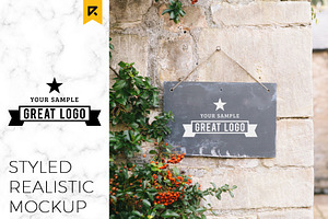 Styled Sign Board Logo Mockup