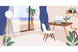 Home office interior. Freelancer, an Object Illustration by Vectorbuum