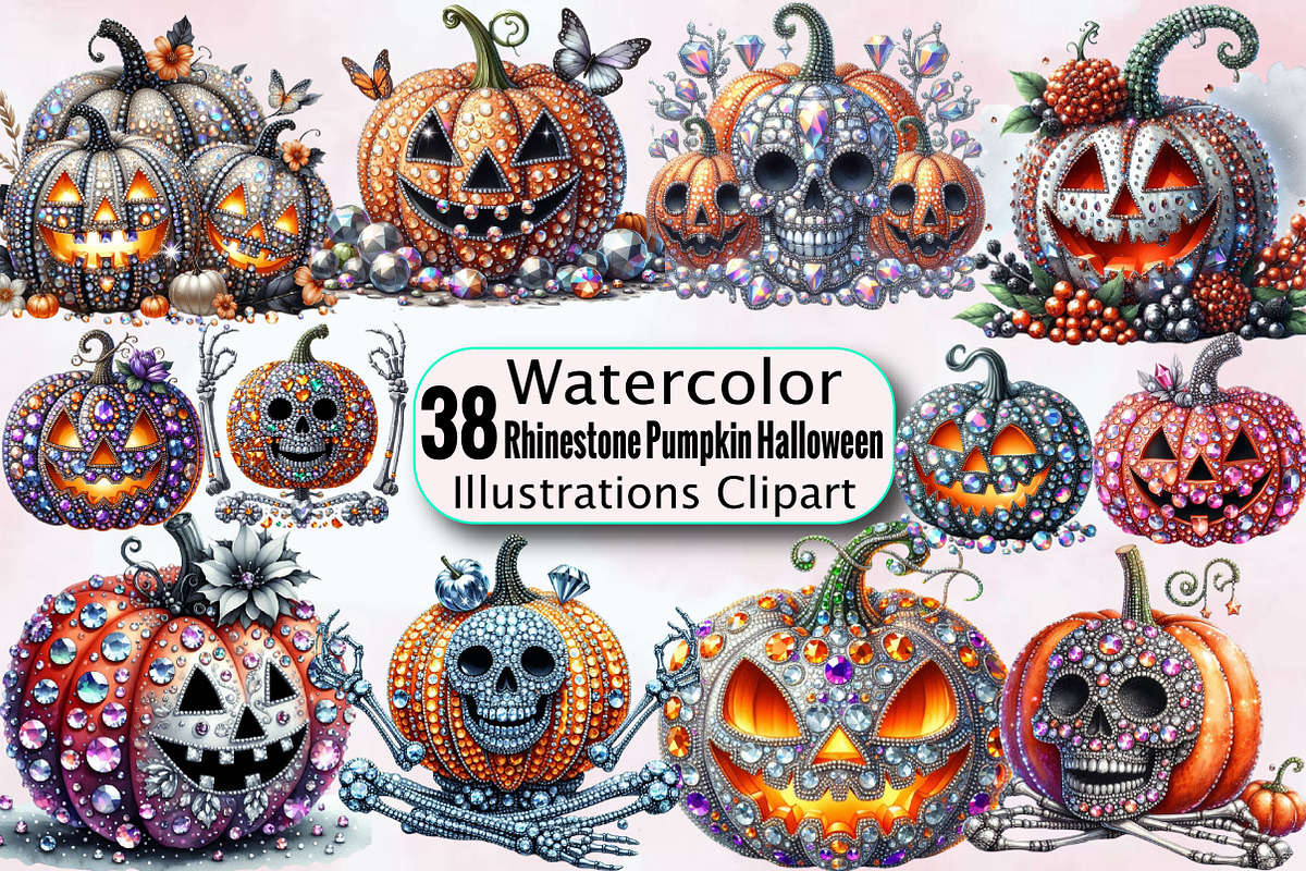 Rhinestone Pumpkin Halloween Sublima, an Illustration by SVGArt (Photo 1 of 3)