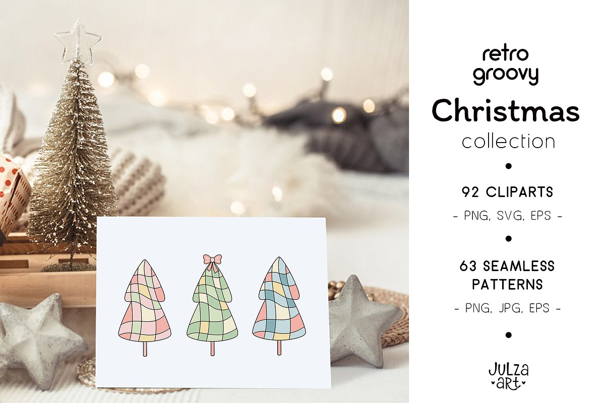 Retro Christmas Collection, a Seasonal Illustration by JulzaArt (Photo 2 of 9)