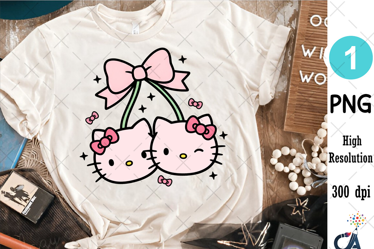 Coquette Bow Cherry Hello Kitty Png, an Illustration by Creative Art (Photo 4 of 6)