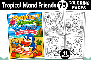Tropical Island Friends Coloring, an Animal Illustration by Design Station