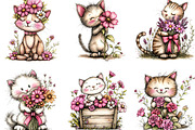 Floral Cat Clipart, an Illustration by Designking (Thumbnail 3 of 5)