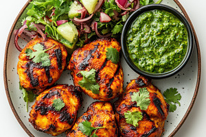Delicious tandoori chicken with gree, a Food & Drink Photo by Pixeness Studio