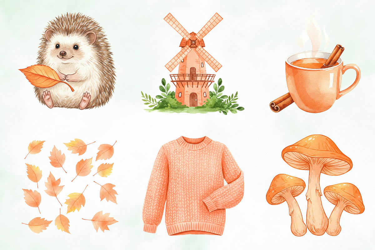 Peach Colored Autumn Clipart, an Illustration by Creative Art (Photo 9 of 10)