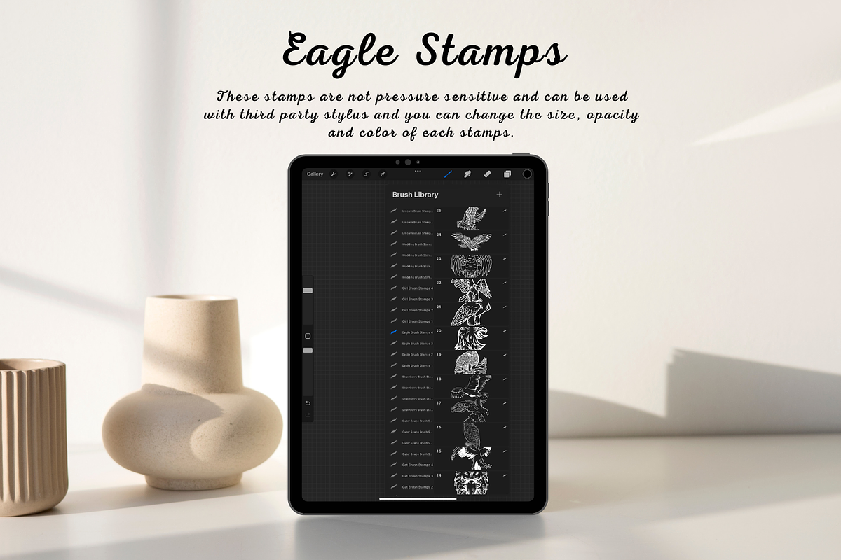 100 Eagle Procreate Stamps, a Brush Add-On by Painter Creative Books (Photo 2 of 9)