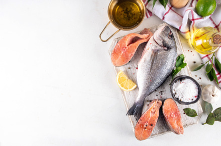 Raw fish cooking background, a Food & Drink Photo by Rimma