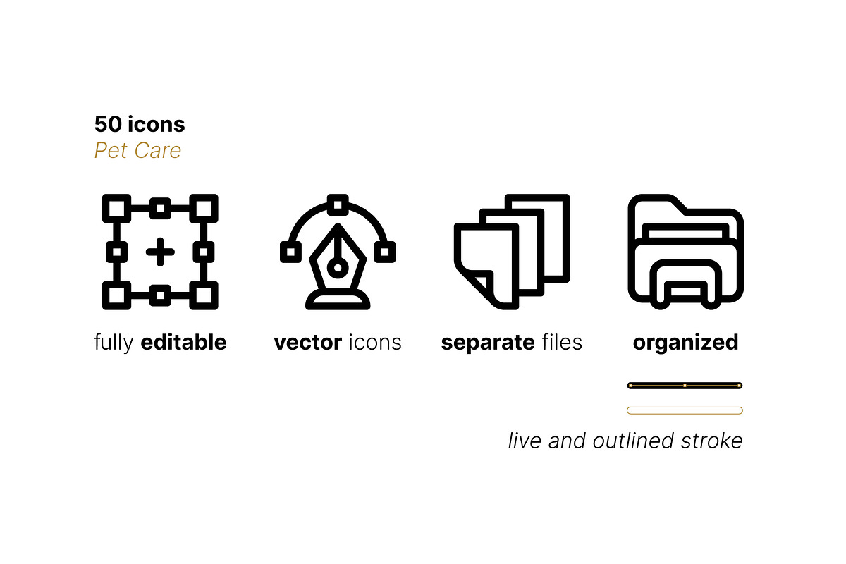 50 Pet Care Icons, an Outline Icon by Side Project (Photo 4 of 8)