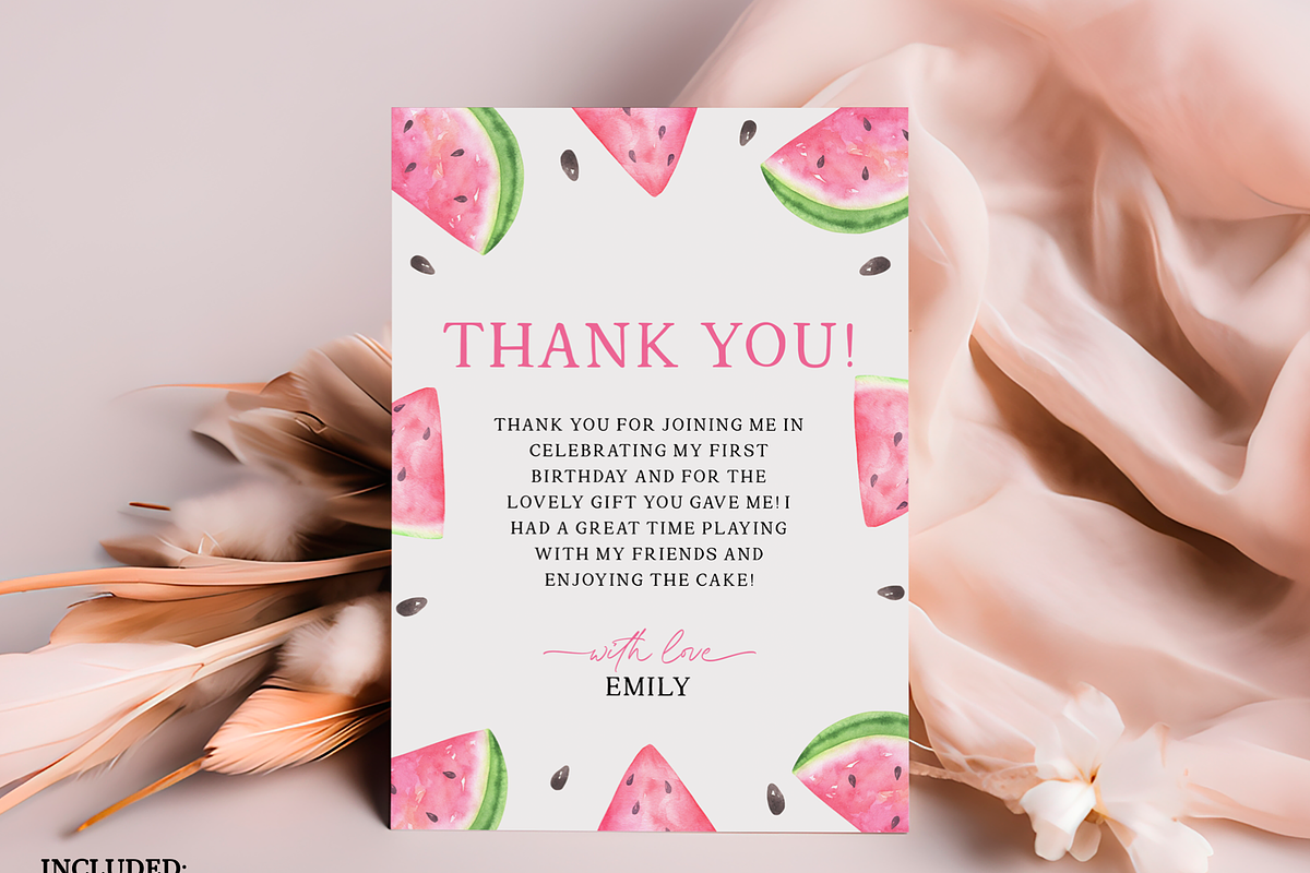 Watermelon Birthday Photo Thank You, an Invitation Template by Digital_Mind (Photo 2 of 6)