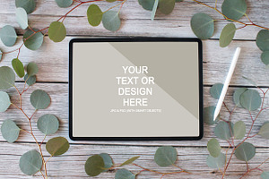 iPad Mockup with Eucalyptus Plant